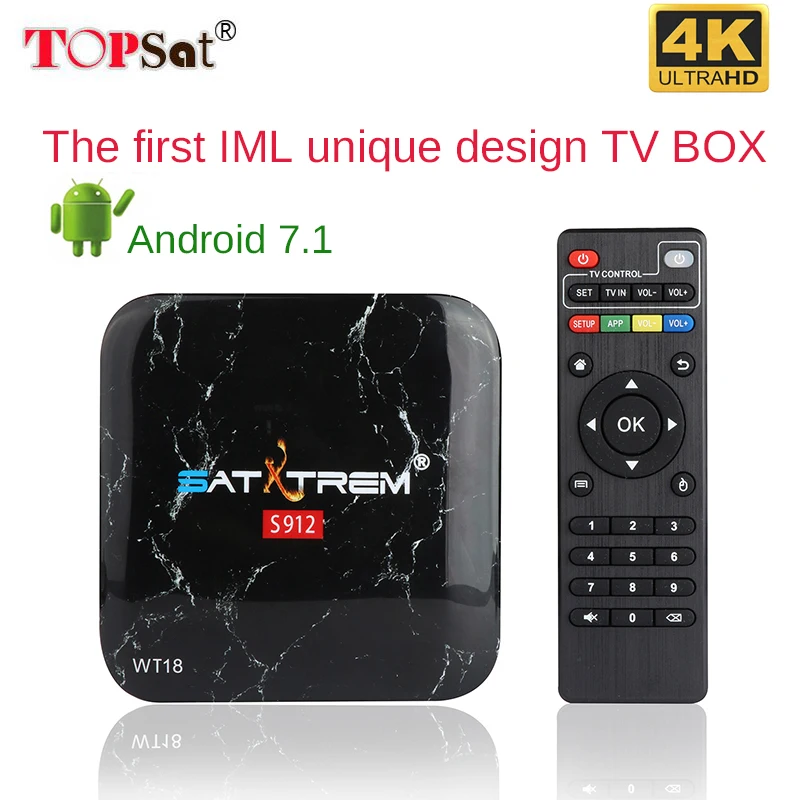 

Satxtrem wt18 Amlogic S912 Octa Core Android 7.1 tv box 3G Ram 32GB Rom Bluetooth BT4.0 WIFI 2.4GHZ/5.8GHZ set top box