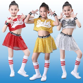 

Songyuexia Children's New Jazz dress sequins hip-hop hip-hop show dress cheerleading Costume for kid