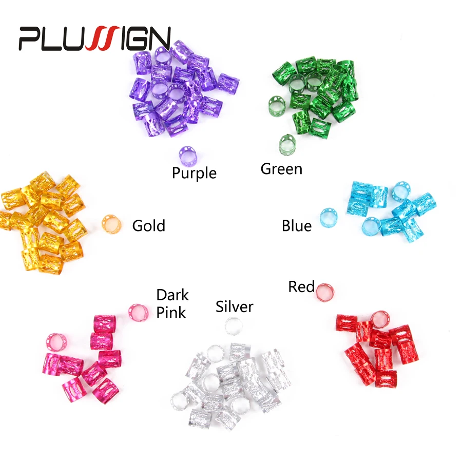 50-100 Pcs Dreadlock Beads Metal Hair Clips Accessories For Dreadlocks 7 Colorful Adjustable Hair Bead Golden Silver Hair Rings