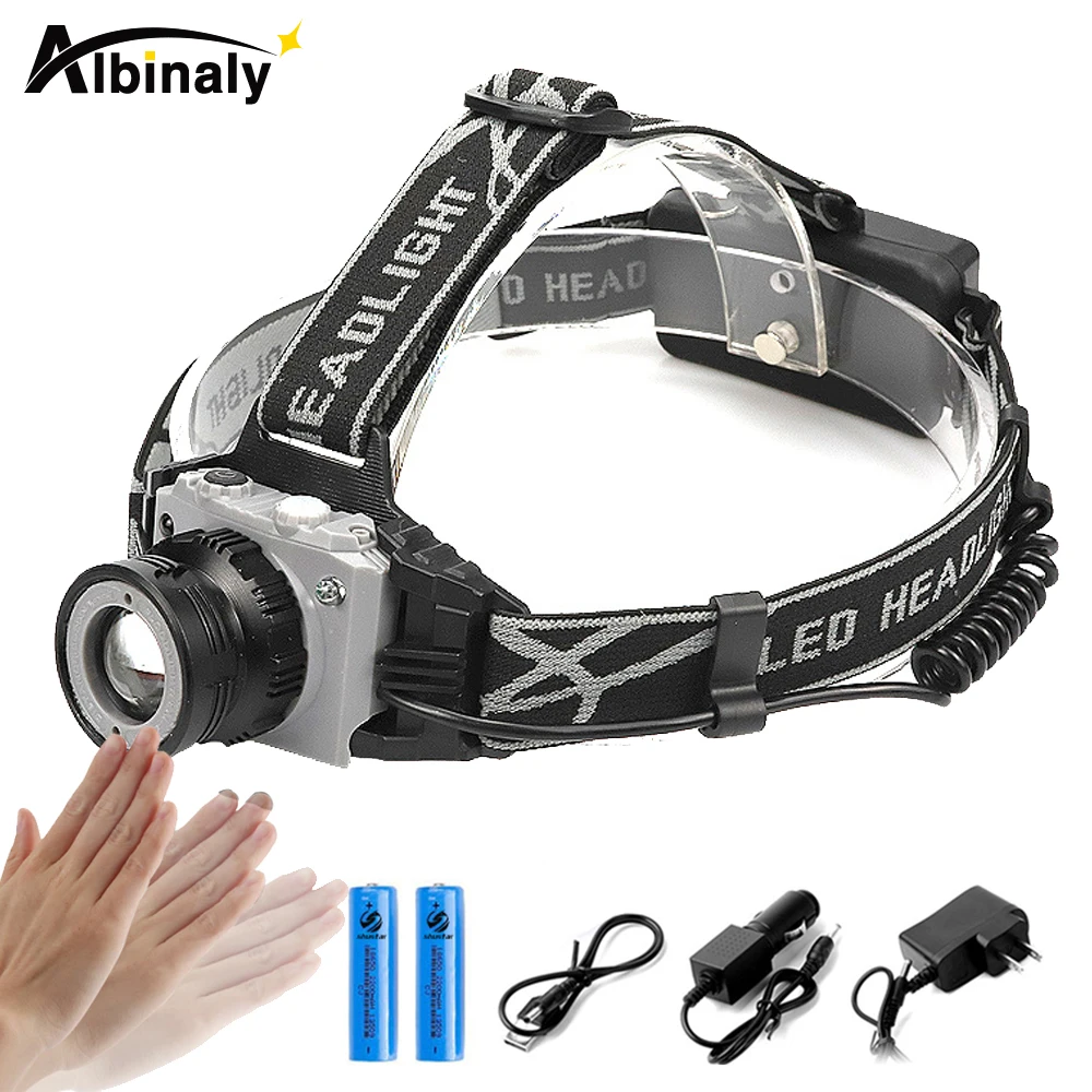

Super bright led headlamp Body Motion Sensor Headlight T6 waterproof led headlight use 18650 battery