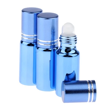 

3Pcs Empty Roll On Bottles 5ml UV Protection Glass Roller Bottles Containers Vials For Perfume Essential Oils Lip Gloss