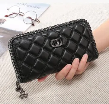 

new High Quality Women Wallets Genuine Leather Bag For Woman Long Diamond Lattice Designer Purse Clutch Zipper Card Holder