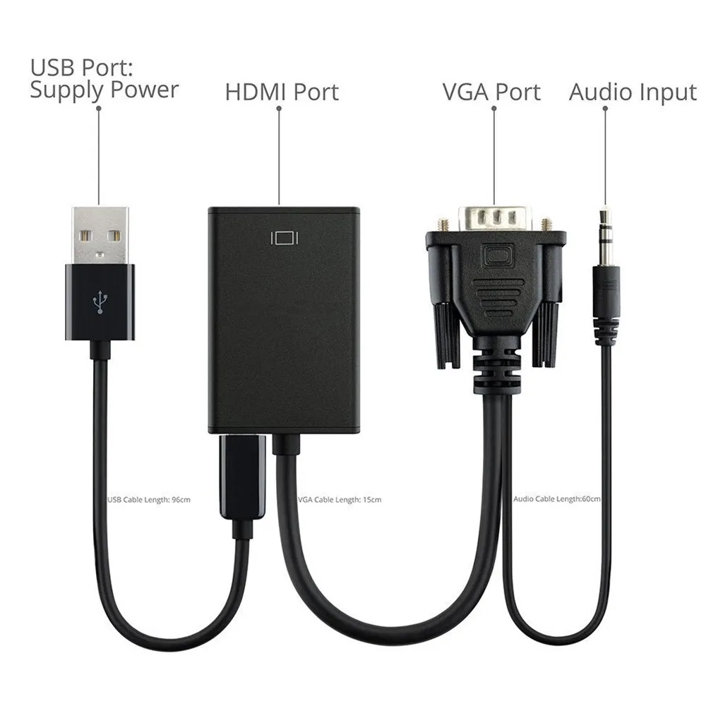 USB кабель VGA + USB к HDMI Кабель-адаптер Кабельный адаптер-переходник для ПК ноутбук HDTV проекто VGA сигнал на HDMI видеовыход