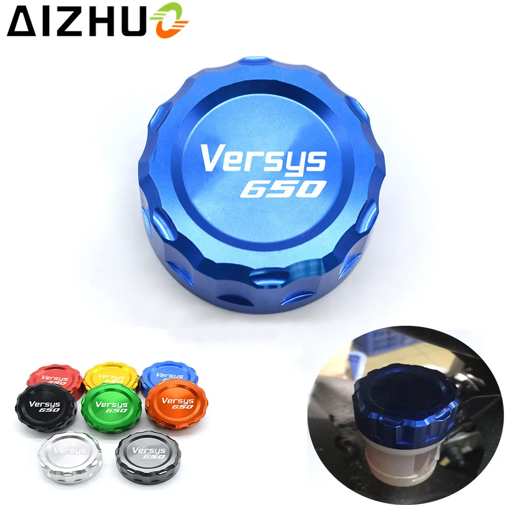 CNC Aluminum For Kawasaki Versys 650 Versys650 Motorcycle Cylinder Fluid Reservoir Cover Cap Motorbike  Accessories With  LOGO