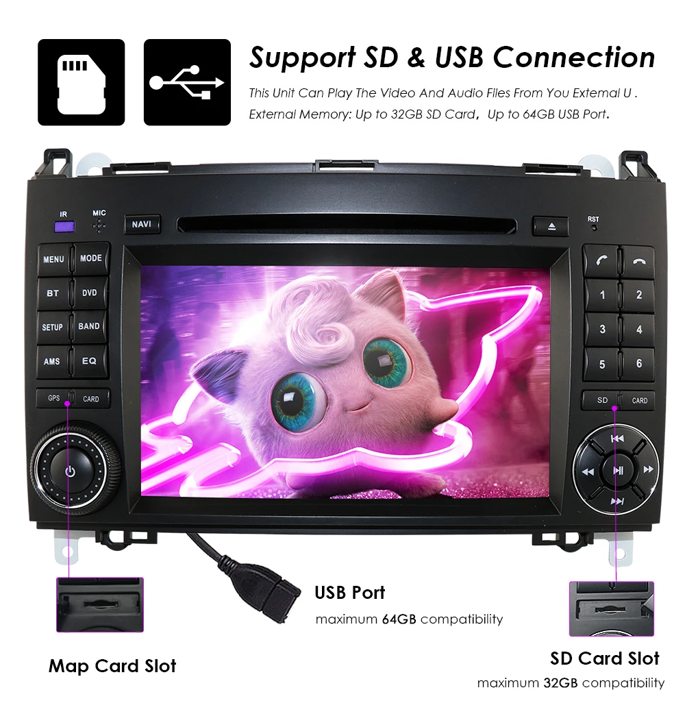Excellent Wholesales!7 Inch Car DVD Monitor Player For Mercedes/Benz/Sprinter/B200/B-class/W245/B170/W209/W169 SD GPS Radio SWC USB CAM BT 5