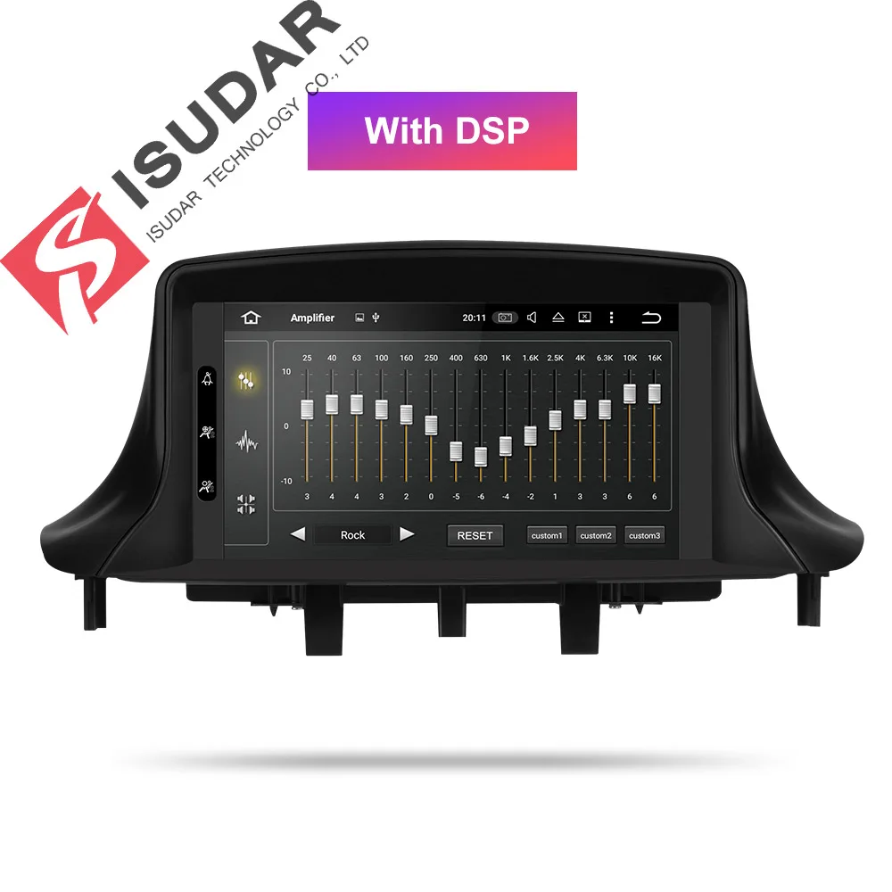 Isudar Автомобильный мультимедийный плеер два Din Android 9 автомобиль dvd-плеер для Renault/Megane 3 Fluence радио FM GSP 4 ядра ram 2G DSP - Цвет: With DSP