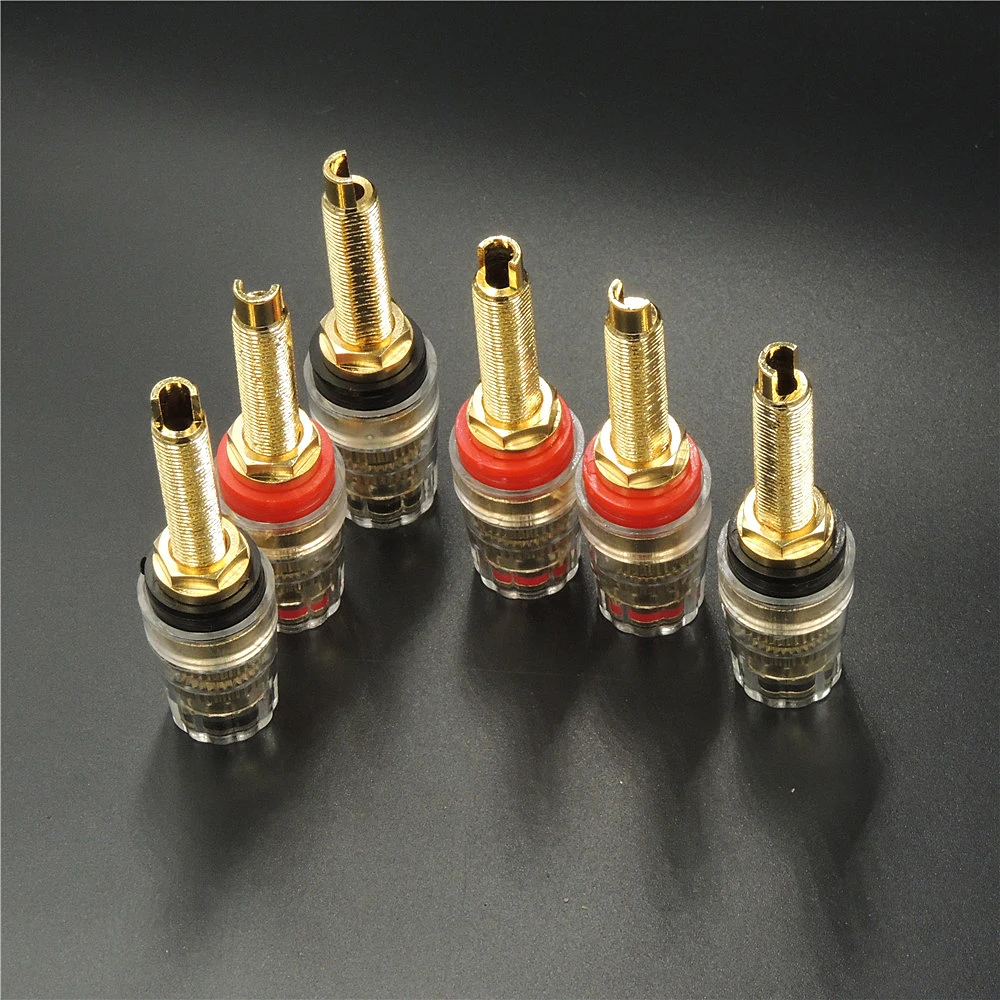 

4Pcs Copper Crystal Binding Post for long Thread Audio Speaker Amplifier 4mm Banana Plug Terminals Connector Black & Red