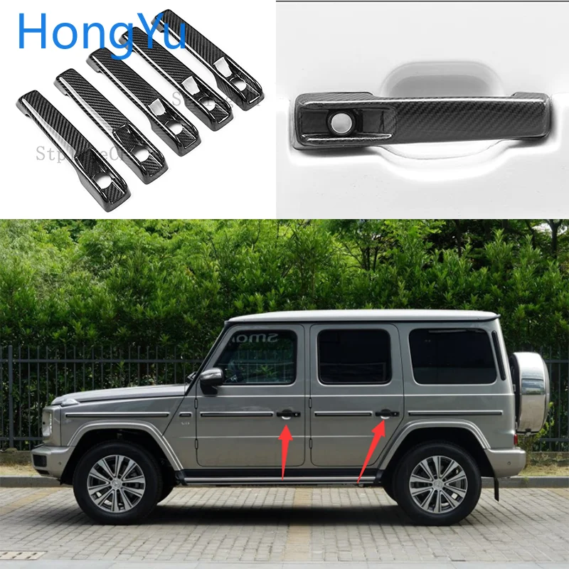 

for Mercedes Benz G Class W463 W464 2009-2019 Auto Exterior Carbon Fiber Made Door Handle Cover Sticker Decorations Overlay Trim