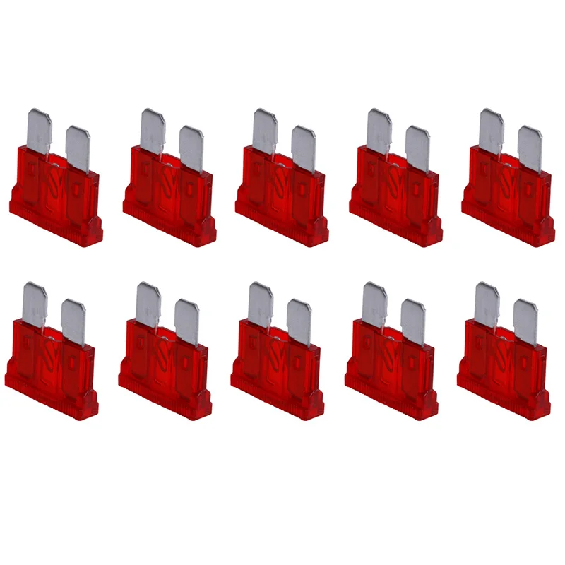 Fusibles de de 10 amperios, fusible plano estándar rojo de 10A para coche, bicicleta, furgoneta, 10 Uds.|flat fuse|fuse motorcycleauto - AliExpress