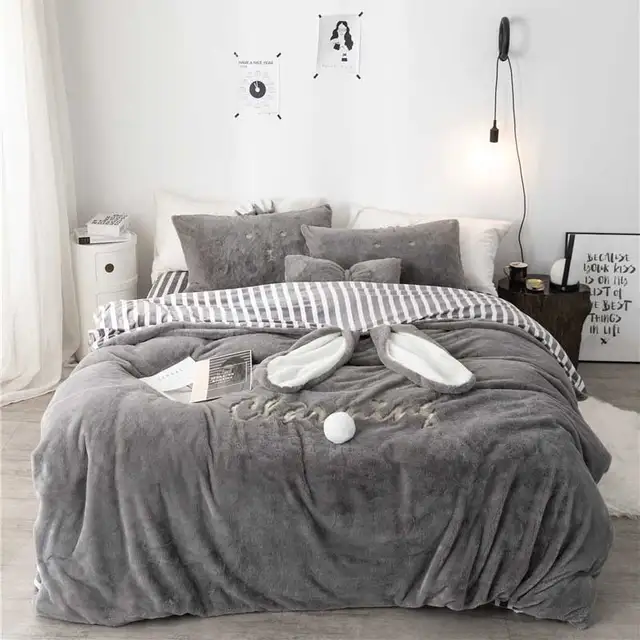 Hot Rabbit Cashmere Mink Velvet Bedding Sets Bed Sheet Duvet Cover