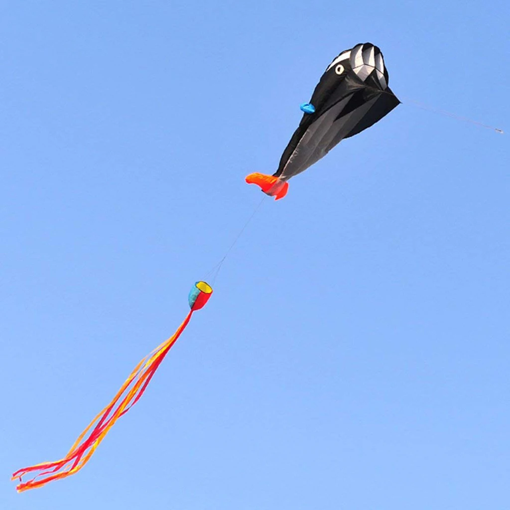 85inch Large Blue Dolphin Frameless Soft Parafoil Kite For Kids & Adults Beach Park Garden Playground Outdoor Play