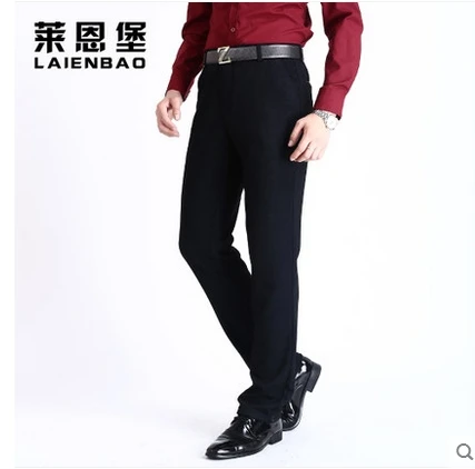 Мужские брюки, Осенние прямые штаны для деловых людей и отдыха, тянущиеся брюки с высокой талией