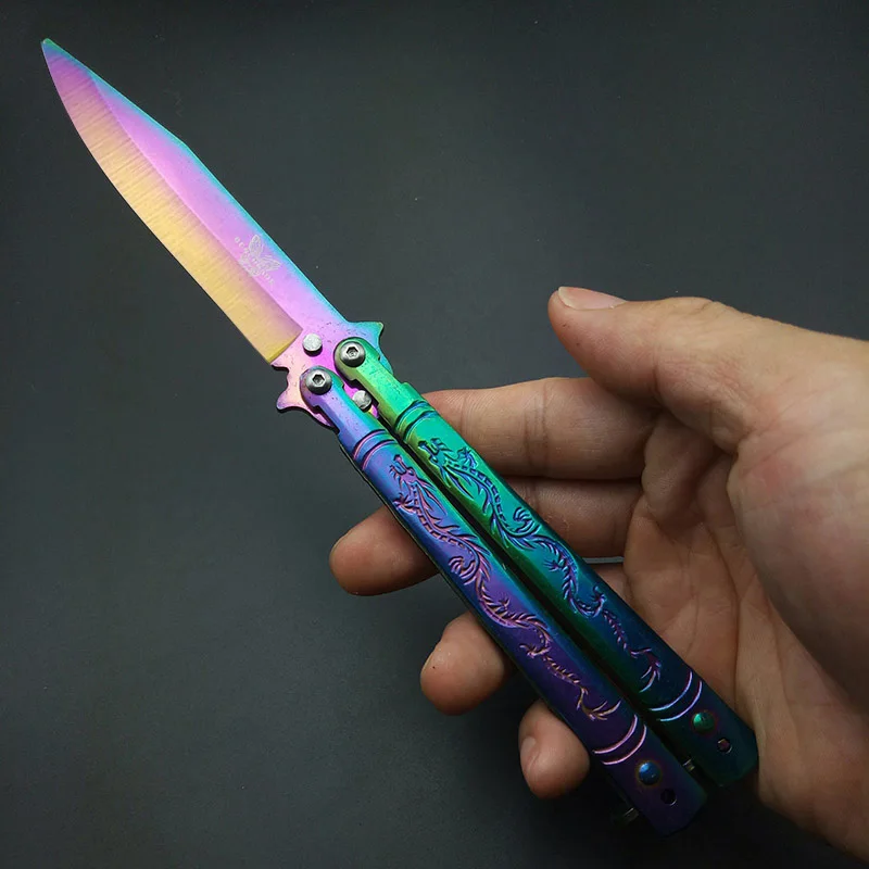 Online CS GO Karambit folding Knife Butterfly Gift game knife For Party dull blade no edge tool practice butterfly in knife NEW Toy