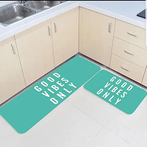 Us 60 29 2 Piece Kitchen Mats And Rugs Set Good Vibes Only Teal Home Deocr Non Skid Area Runner Doormats Carpet In Rug From Garden On