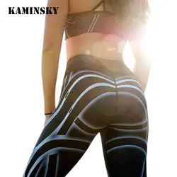 Женская мода Streamer цифровая печать черные леггинсы женские тренировки узкие брюки Джеггинсы сексуальные бедра с высокой талией тонкие