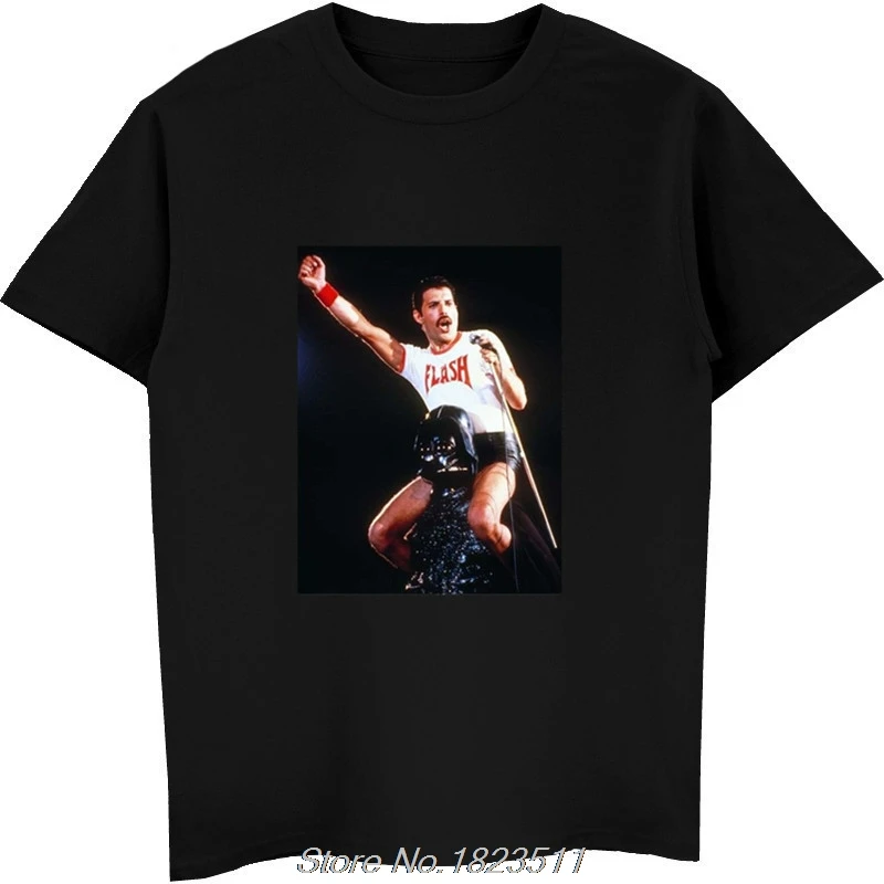 

Queen Freddie Mercury Flash Gordon Live In Concert T-shirt Darth Vader New Short Sleeve Men T Shirt Harajuku Streetwear