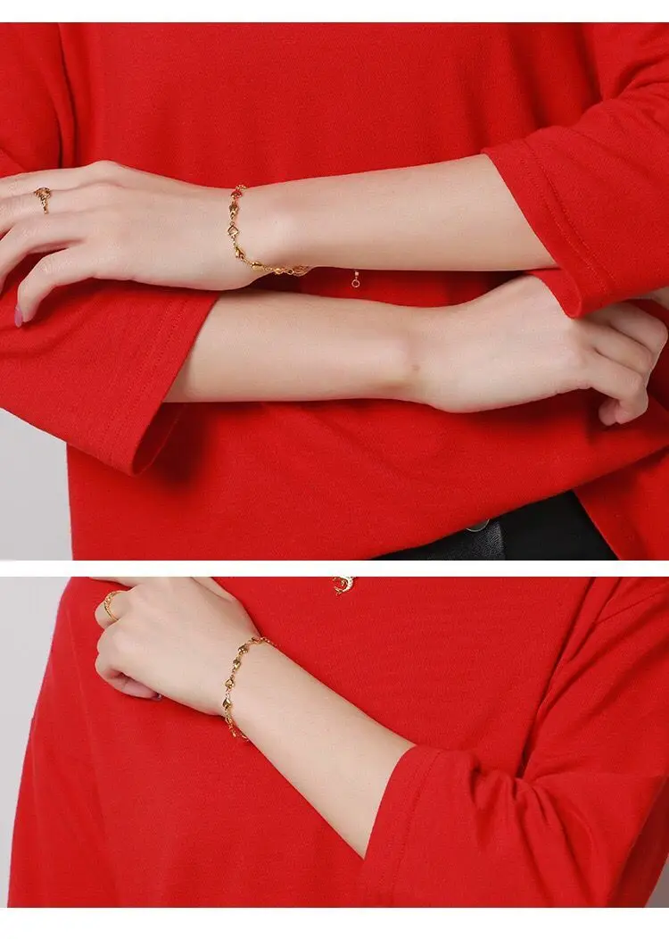 MGFam(21 см* 5 мм) 24 k цвет чистого золота браслеты с сердечками для леди Прекрасный стиль без свинца и никеля