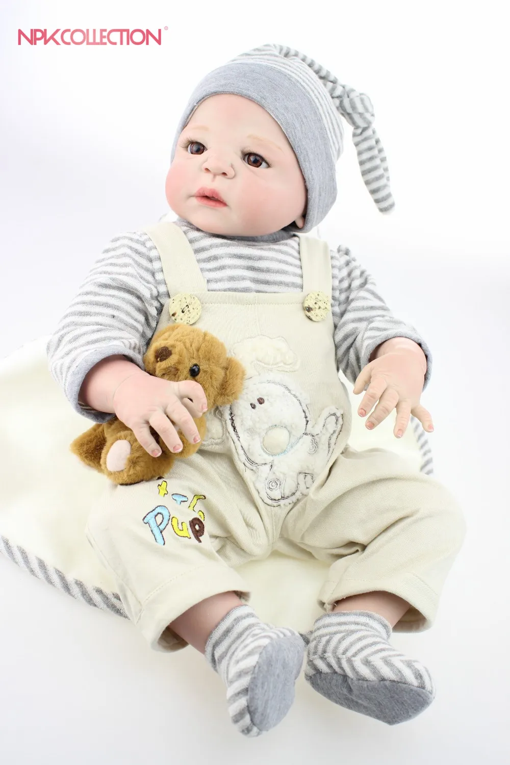 

NPK Silicone Full Body Reborn Dolls 23'' Realistic Handmade Baby Dolls Boy Toy Waterproof Boneca Model Birthday Gifts