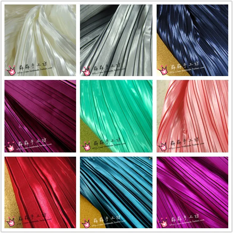 

1psc Dumb light textile fabrics More color into the organ plait pleated satin color background fabric clothing bag
