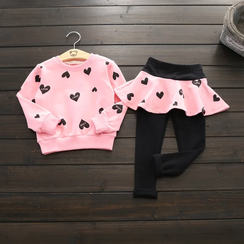 

Girls Clothes Sets 2019 New Spring Long Sleeve Red T-shirt + Pants 2Pcs Autumn Children Clothing Cotton Pullover Kids Wear Sets