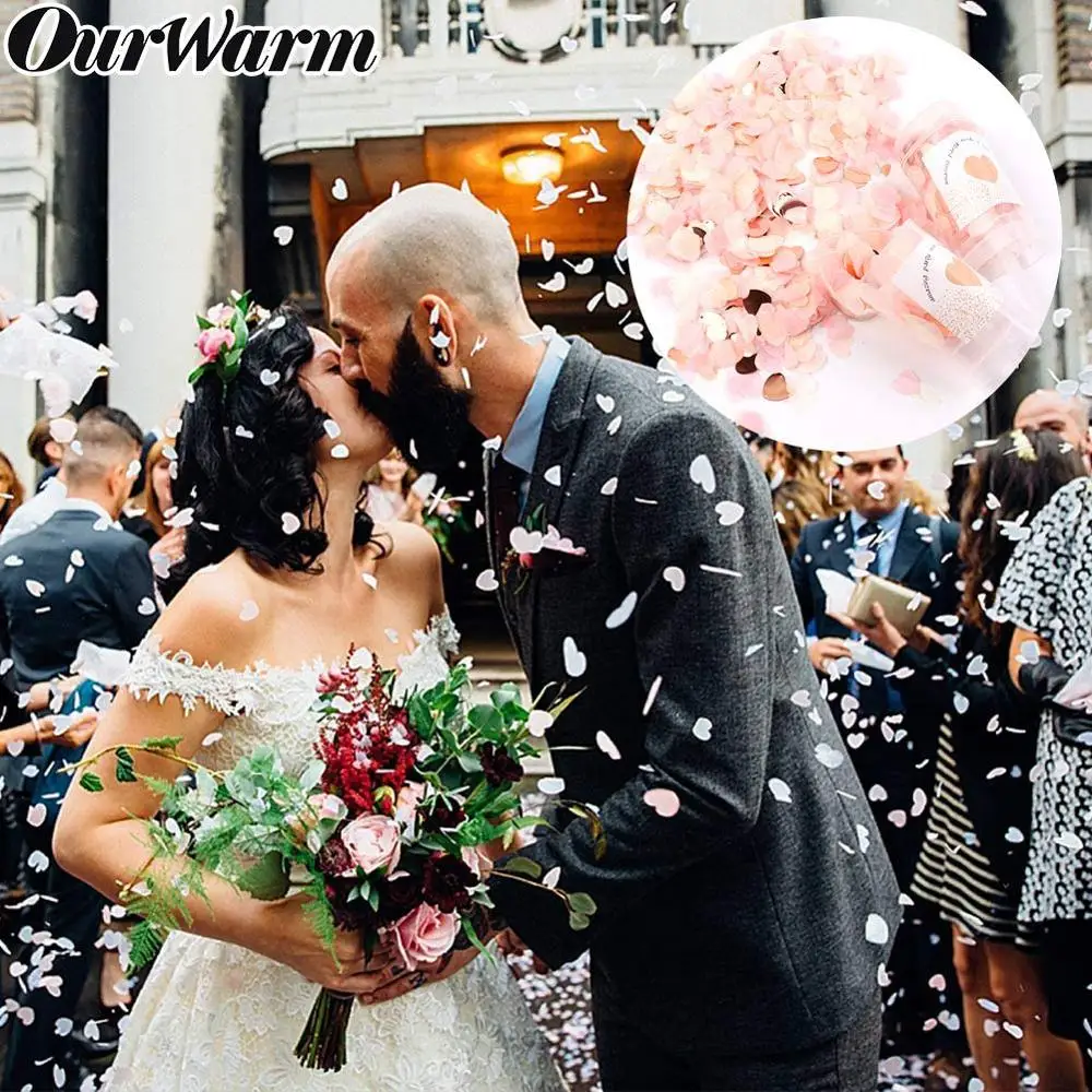 

OurWarm Heart Push Pop Confetti Poppers for Wedding Bridal Shower Anniversary Happy Birthday Party Supplies Heart Paper Confetti