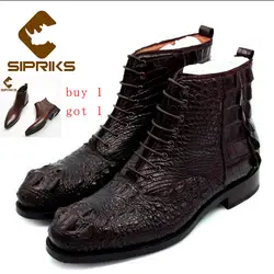 Роскошная обувь для мужчин sipriks импортируется из крокодиловой кожи Туфли-оксфорды ботинки Для мужчин хорошо Окаймленный ботильоны