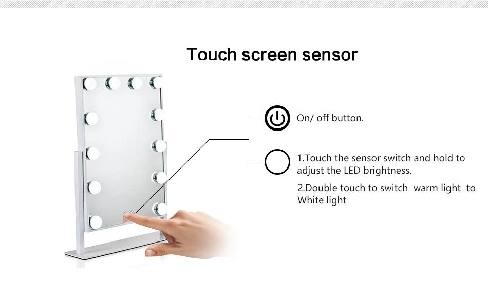 Espelho de Maquiagem Profissional com Luzes Conjunto de Mesa com Toque Led e Relógio Vaidade Inteligente Ajustável Luzes Digital 11 Cheap Espelhos para maquiagem