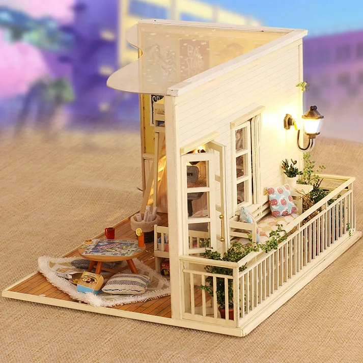 2019 Новый Забавный DIY деревянный кукольный дом Миниатюрный с светодиодный + мебель