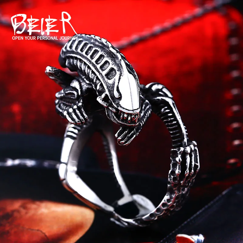 Beier 316L Stainless Steel Alien Predator Finger Rings For