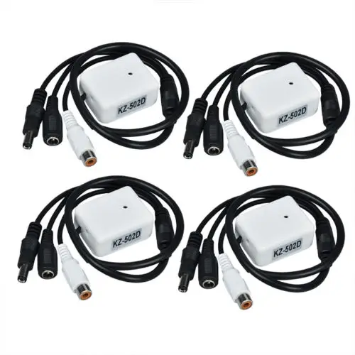 4PCS CCTV Microphone Wide Range Mic Audio Microphone for CCTV Security