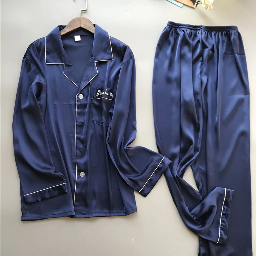 Women Simulation Silk Pajamas Lingerie Plus Size Long Sleeve Long Sleep Pants Set 4.5 Women Simulation Silk Pajamas Lingerie Plus Size Long Sleeve Long Sleep Pants Set 4.5