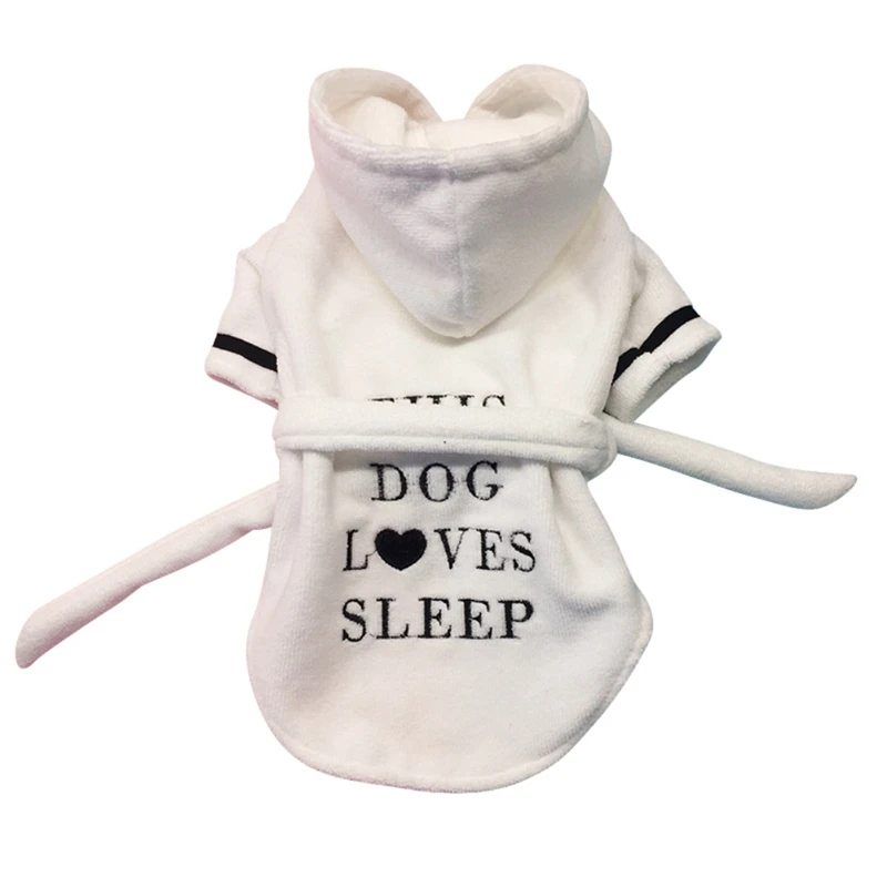 Банный халат для животных Коралловая кашемировая утолщенная Пижама с капюшоном для домашних животных банный халат для собак супер впитывающее полотенце для щенков и кошек - Цвет: Белый
