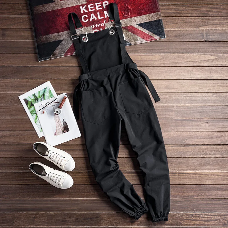 MORUANCLE мужские модные комбинезоны в стиле хип-хоп, черные уличные Комбинезоны для мужчин, штаны на подтяжках с эластичными манжетами, размер M-XXL