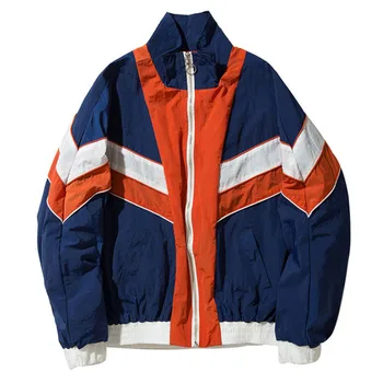 

Hip Hop Streetwear neutral Casual Men's Bomber Jackets Women Vintage Multicolor Color Block Patchwork Windbreaker Jackets M-XL