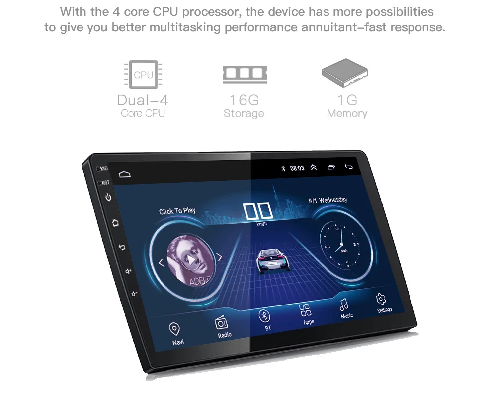  9/10 inch Android 8.1 universal Car Radio 2 din android car radio DVD Player GPS NAVIGATION WIFI Bl