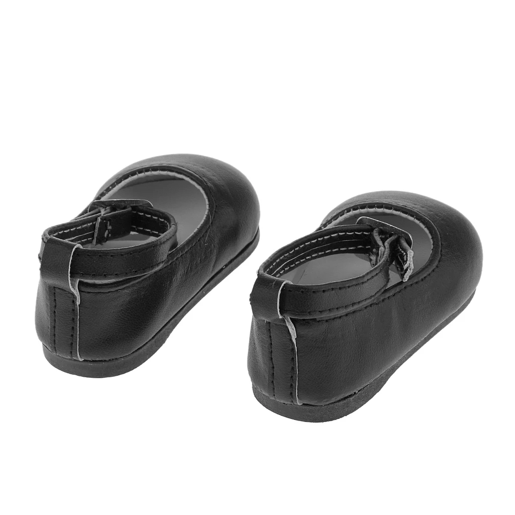 Black Patent Leather Pump Dolly Ballerina Ankle Strap Shoes for 18 inch Girl Doll Clothes Accessories