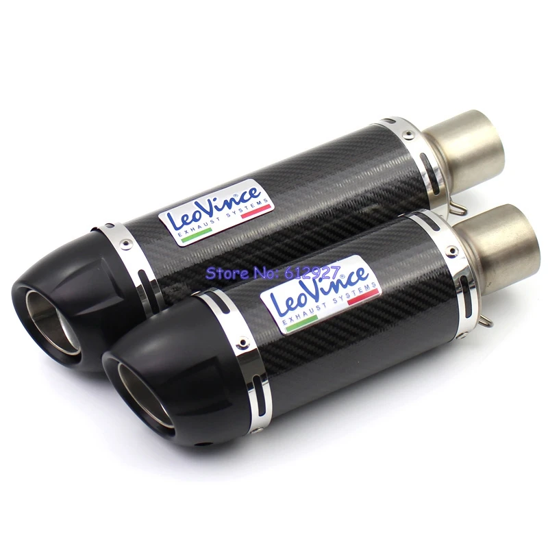 Universal Inlet 51mm Motorcycle Exhaust Muffler Carbon Fiber Leovince