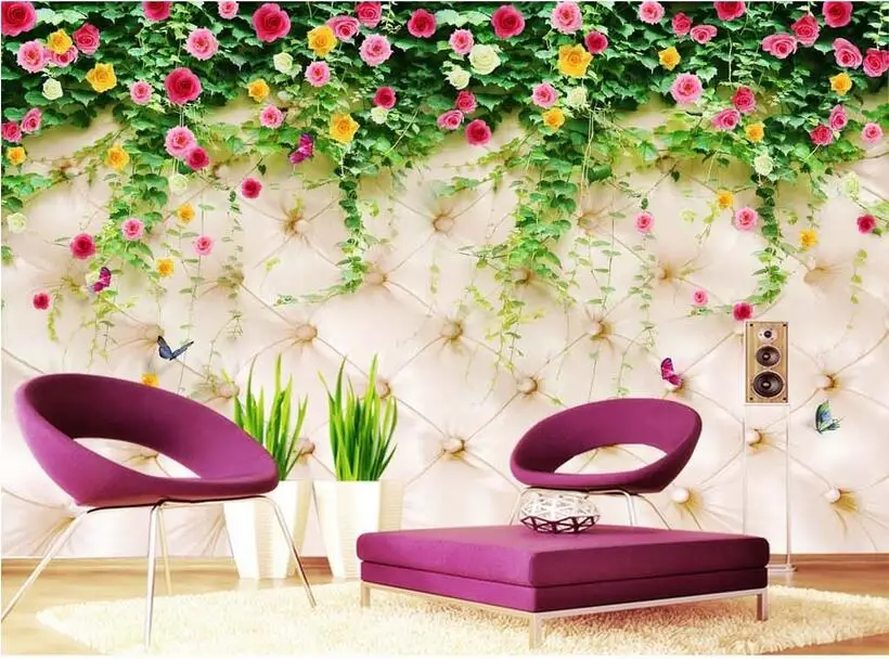 

Custom photo 3d wallpaper Non-woven mural The rose flower leaves 3d wall murals wallpaper for walls 3 d room decoration painting