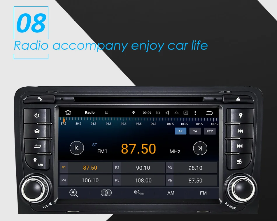 Excellent Eunavi 7" Octa 8 Core 4G RAM Android 8.0 Car DVD Radio Player for Audi A3/S3(2003-2013) stereo with TPMS/OBD2/4G/DAB+/GPS/WIFI 16
