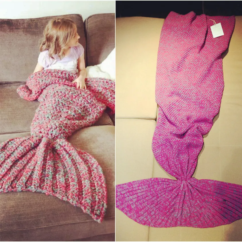 MUZZI Mermaid Tail Blanket Yarn Knitted Handmade Crochet Mermaid