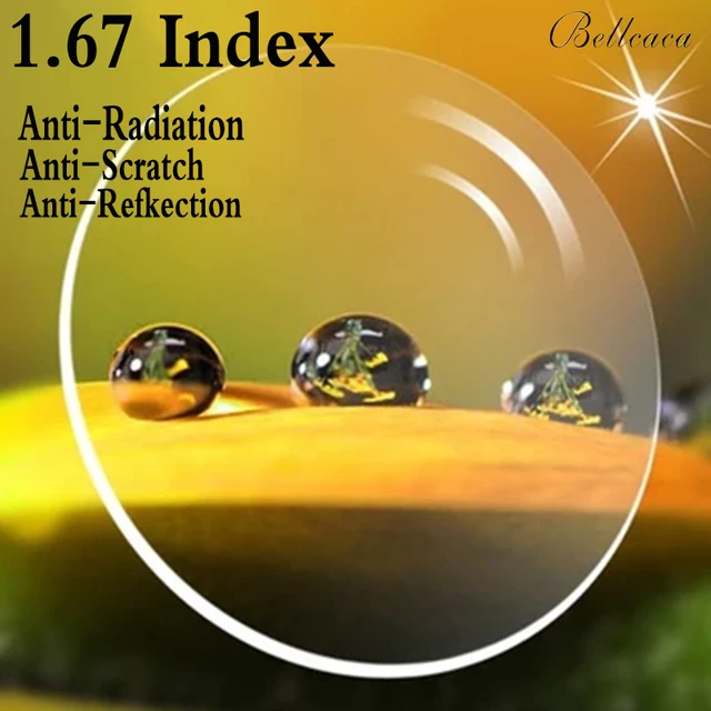 1.67 Index Aspheric Ultra thin Optical Prescription Lens CR-39 Myopia Lens Glasses Lens Anti-Radiation Reflection 2 PCS BC003
