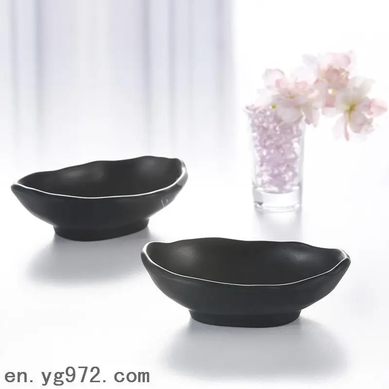 Japanese style black mat small plastic Melamine plate condiment dishes