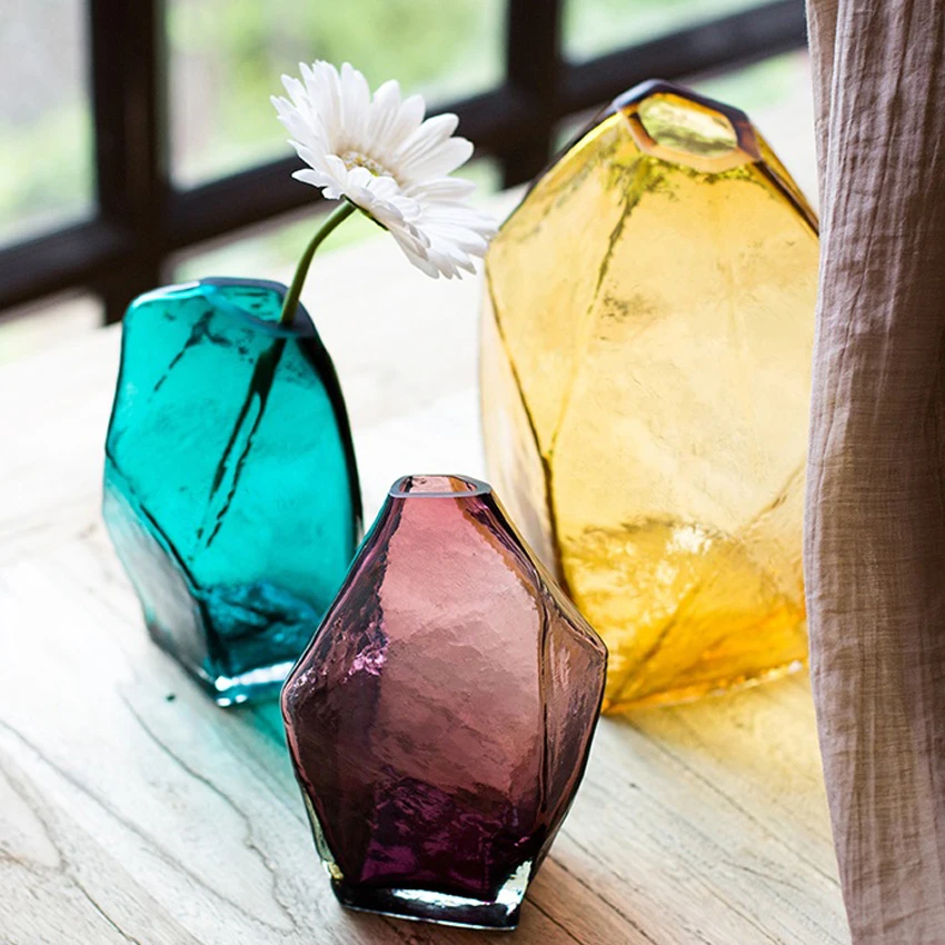 

Creative Ice Handcraft Glass Vase Desktop Decorative Bottle For Flower Plant DIY Home Decoration Terrarium Hydroponic Container