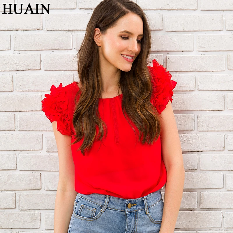 Elegante blusa de gasa de manga Puff camisa de las mujeres de moda de verano 2018 tops y blusas para mujer Coreana de ropa de moda|Blusas camisas| - AliExpress