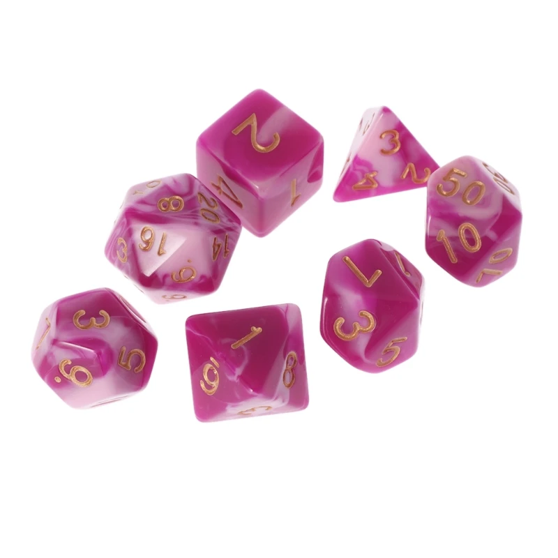 

7pcs/Set Hot Pink Sided Acrylic Dice D4 D6 D8 D10 D12 D20 For Dungeons&Dragon D&D RPG Poly Game