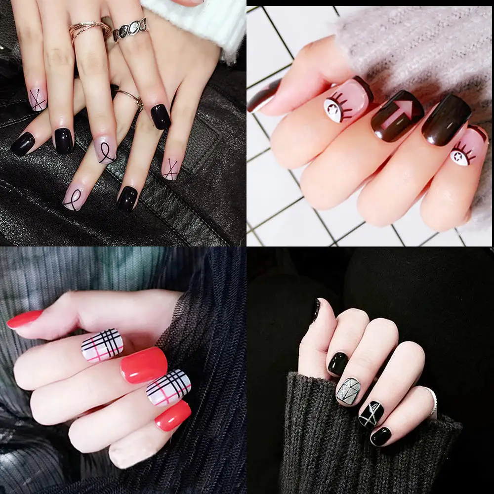 

Nail Trends Flat Collection False Nails Japanese Finished Glue Patch Tools Manicure Decals Minx Nail Decorations