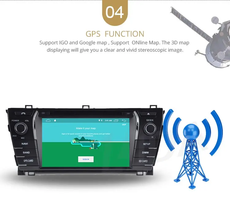 Best LJDA 2 Din Android 9.1 Car DVD Player For Toyota Corolla 2014 Wifi GPS Radio 2G+16G Quad Cores Multimedia Stereo Mirror Link RDS 6