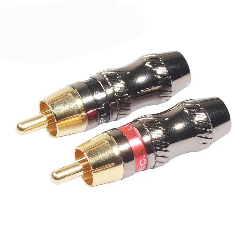 

1 Pair Gold Plated RCA Plug Audio Cable Soldering Male Connector Adapters for manual DIY audio lines coaxial lines video lines