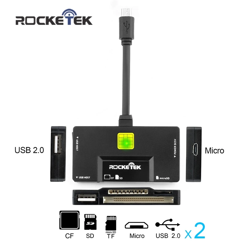 Micro Adapter HUB 4 in 1 Card Reader USB TF SD OTG For Motorola Droid 