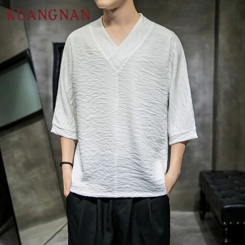 KUANGNAN, футболка с вышивкой лисы, Мужская футболка, Мужская Футболка Harajuku, летний топ, уличная белая футболка в стиле хип-хоп для мужчин